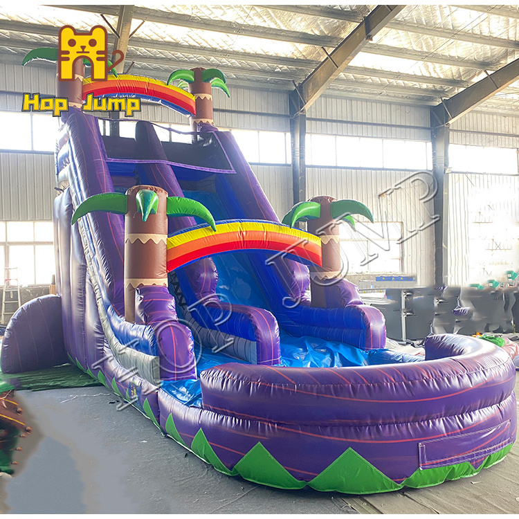 Commercial Grade PVC Adults And Kids16ft 18ft 20ft 22ft Marble Purple Inflatable Small Pool Water Slide