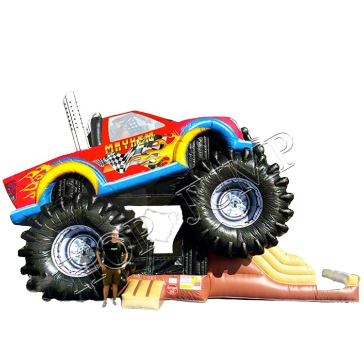 Giant Monster Truck bounce house slide combo commercial dry jumping bouncy castle inflatable bouncer slide combo