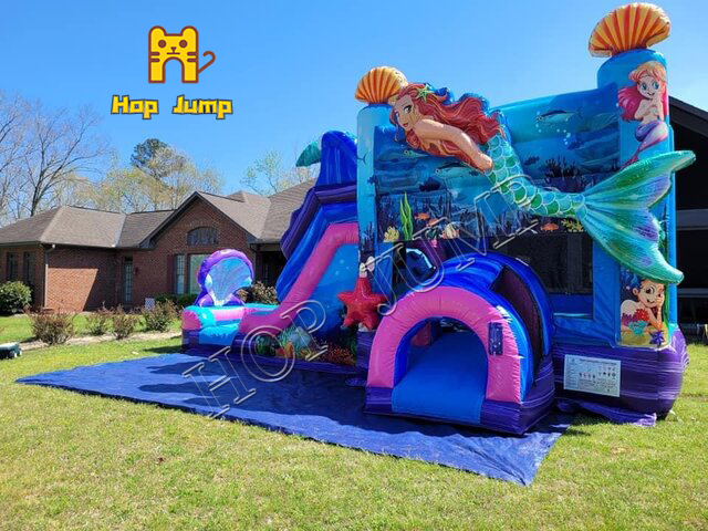 New Design Deluxe Outdoor Fun Mermaid Inflatable Water Slide Splash Pool Park Balls Heavy-Duty PVC Bounce House Bouncy Castle