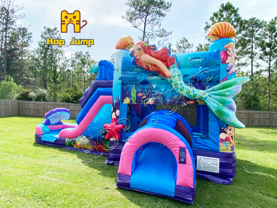 New Design Deluxe Outdoor Fun Mermaid Inflatable Water Slide Splash Pool Park Balls Heavy-Duty PVC Bounce House Bouncy Castle