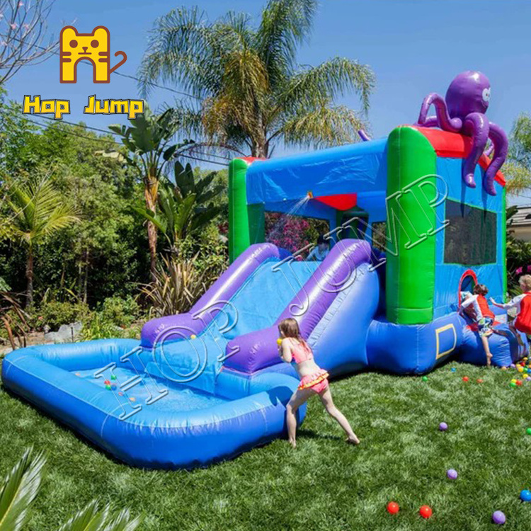 Wet dry bounce house inflatable bouncy castle water slide commercial for kids adults