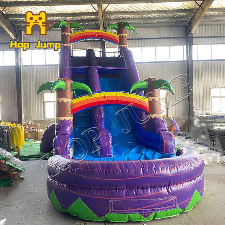 Commercial Grade PVC Adults And Kids16ft 18ft 20ft 22ft Marble Purple Inflatable Small Pool Water Slide