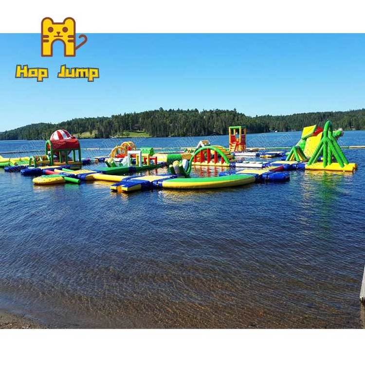 Commercial Mobile  Floating Inflatable Water Park With Slide Outdoor Inflatable Park For Lake