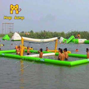 Water Play Giant Inflatable Beach Volleyball Court / Inflatable Water Volleyball Field For Rental