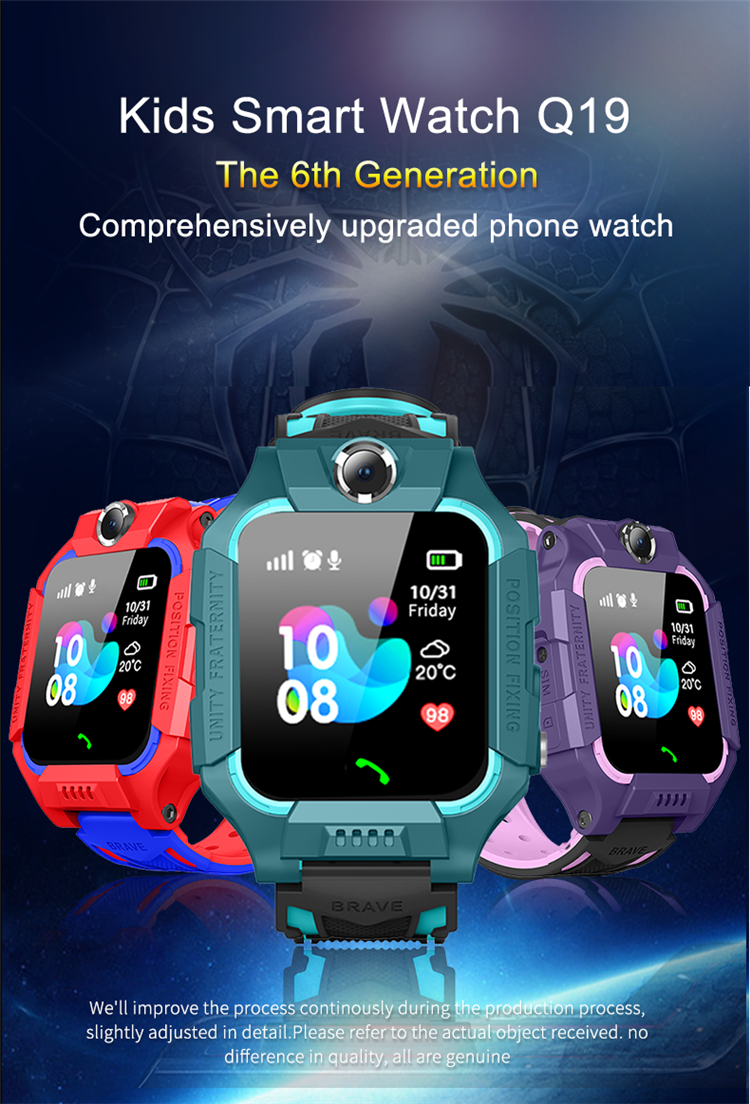 GSM LBS Anti-Loss SOS Alarm GSM Tracker Voice chat phones Rohs CE GPS SOS Call 4g Kids Child Baby Smartwatch Q19 Smart Watch Z6