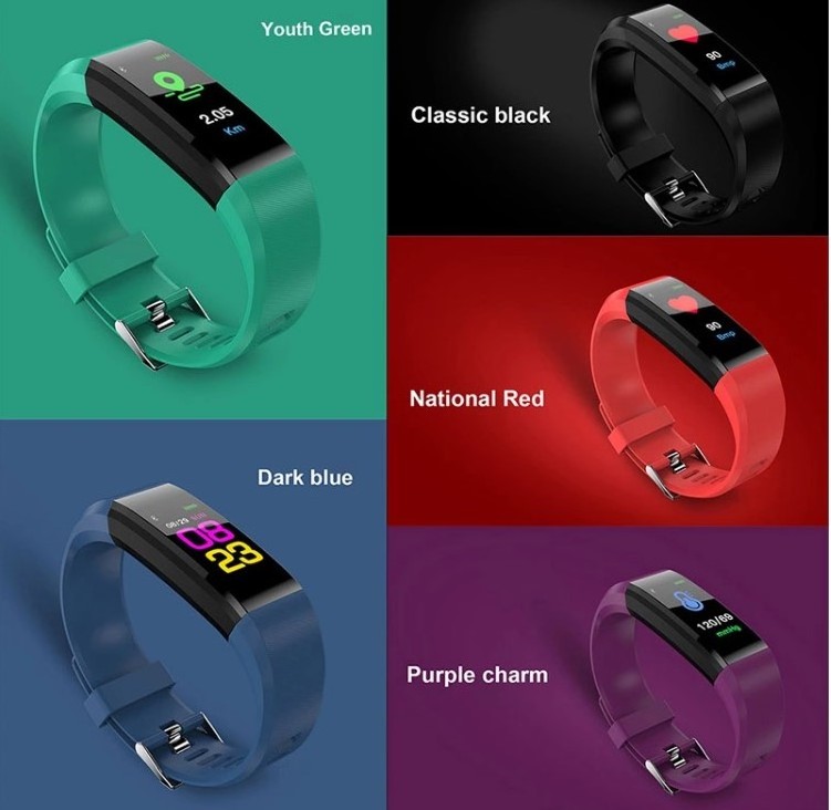 Smart Watch Bracelet Wristband 115plus Color Screen Heart Rate Blood Pressure Pedometer Fitness Tracker Smart Band 115 Plus