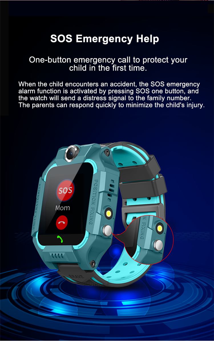 GSM LBS Anti-Loss SOS Alarm GSM Tracker Voice chat phones Rohs CE GPS SOS Call 4g Kids Child Baby Smartwatch Q19 Smart Watch Z6