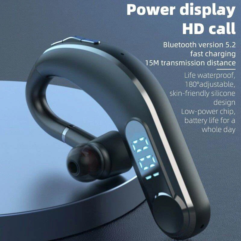 M22 Single Ear Hook Business Headset 5.2 Bluetooth Earphone Wireless Earbuds Handsfree Sports Headphone with Mic LED Display