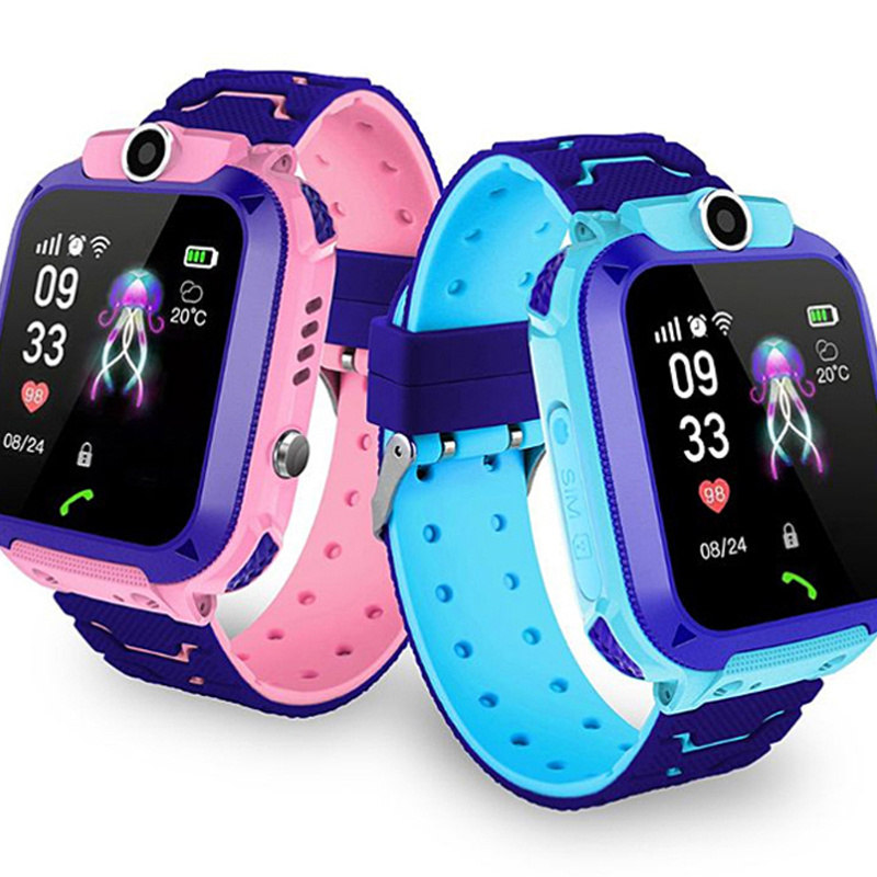 Ip67 Waterproof Long Standby SOS Alarm Math Games Flashlight Footprints Q12 Children Smartwatch Kids Smart Watch With Sim Card