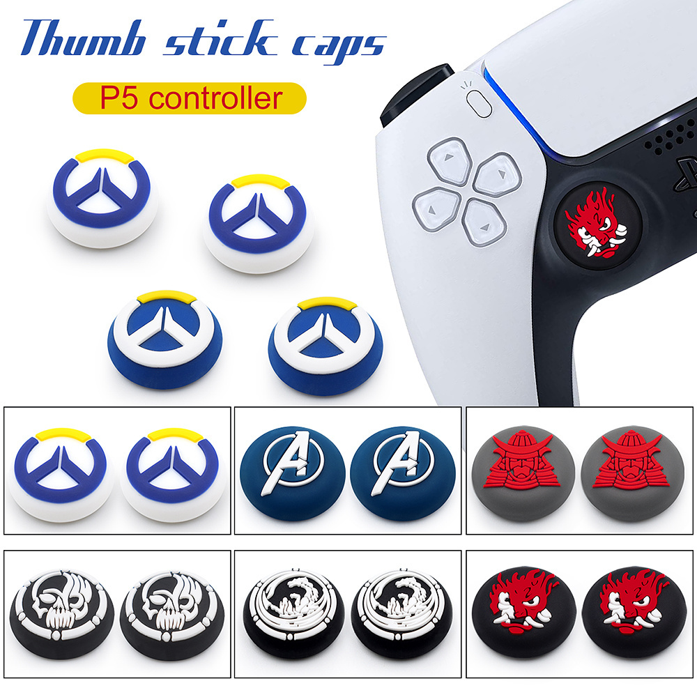 4 Pcs Replacement Thumb Grips Cover Silicone Analog Controller Thumb Stick Cap for PS5 PS4 Switch Pro Xbox One Controller