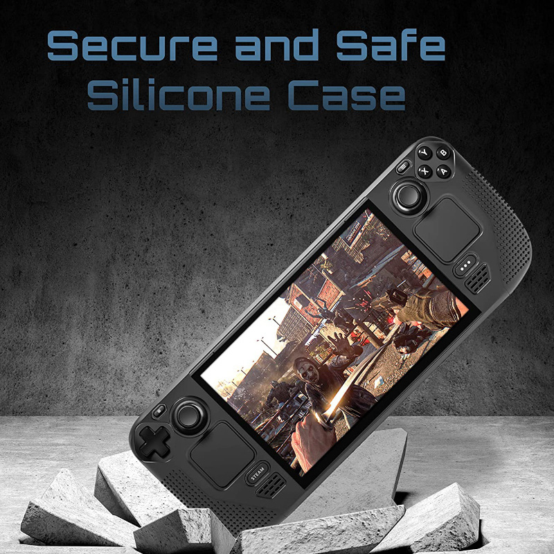 Anti Scratch Shockproof Truly Premium Anti Slip Grip Cover Silicone Case Tempered Glass Screen Protector Skin for Steam Deck