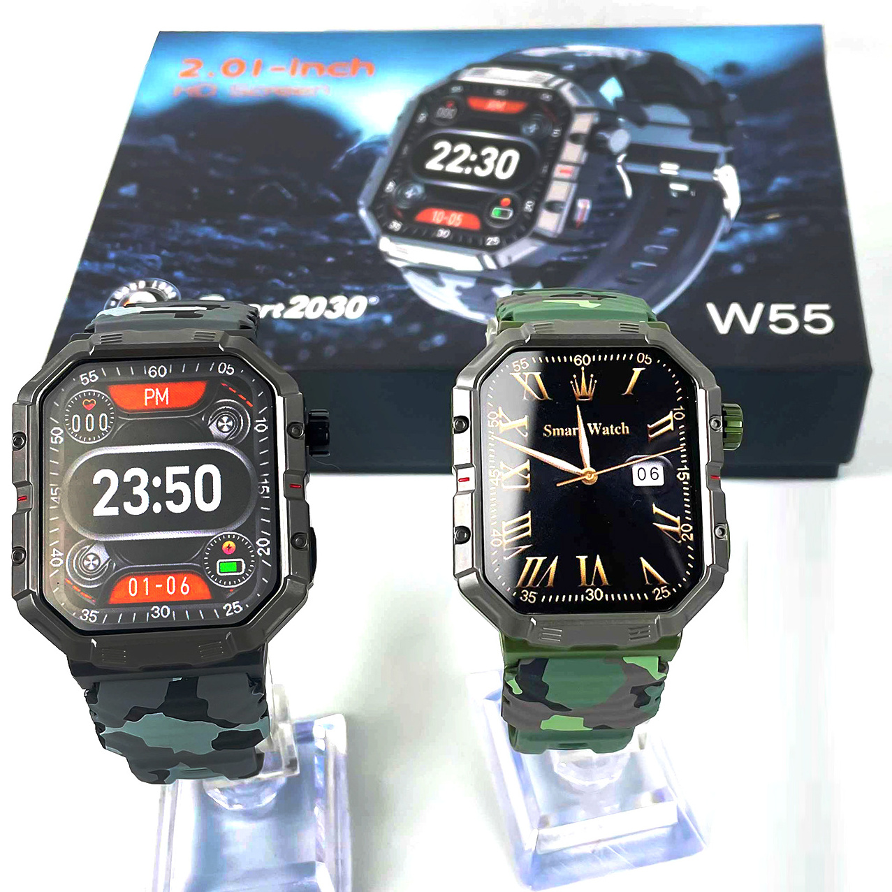 W55 HD Screen IP68 Waterproof Metal Shell Smart Watch Wristband Men Outdoor Smartwatch Sports Modes Watches for Android IOS