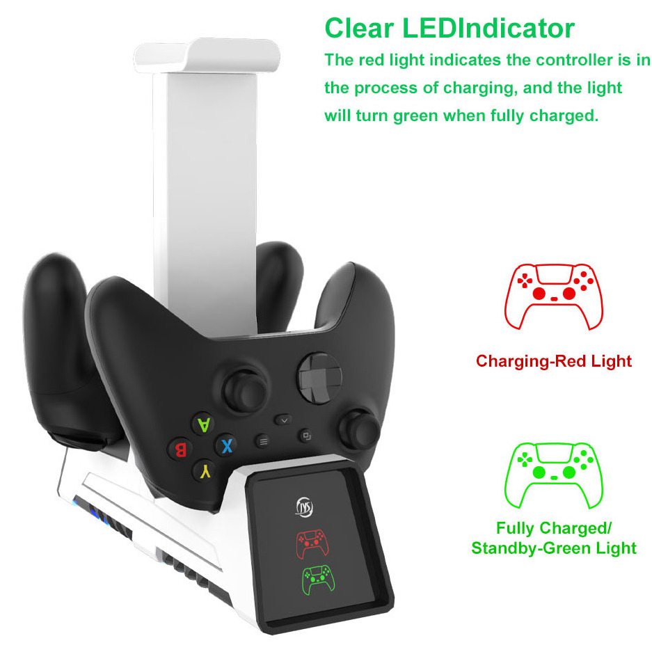 Universal Dual Charger Stand For Playstation 5 Ps4 Xbox Series X One Nintendo Switch Controller Headset Holder LED Indicator