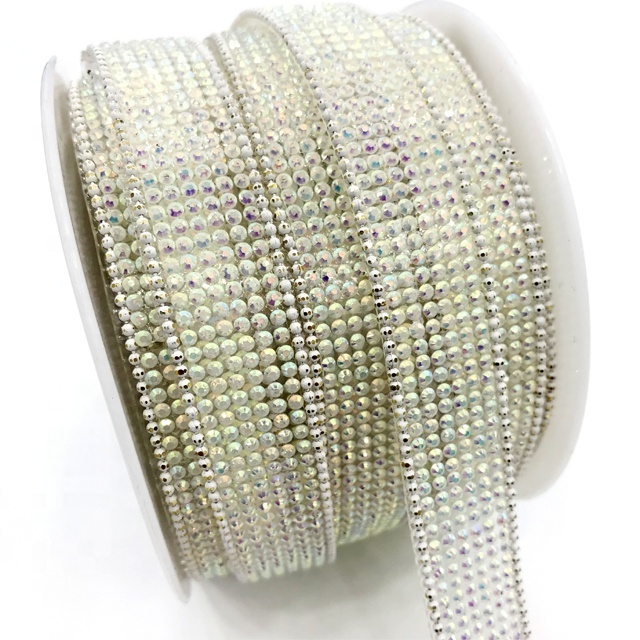 L188 1.5cm Rhinestone Ribbon Hot Fix Rhinestones Tape Adhesive Rhinestone Trim Strip for Wedding Party Decoration