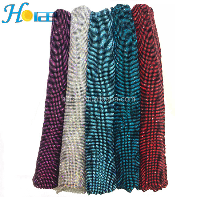 120*45cm no glue Aluminum setting SS8 crystal mesh sheet rhinestone mesh trimming for garment shoes bags etc