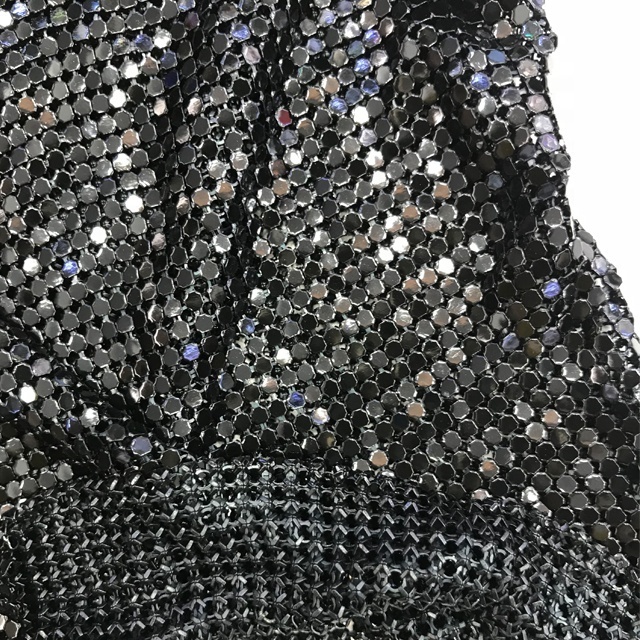 S108 Black color Soft flexible aluminum chainmail fabric metal sequin mesh fabric for women clothing bags