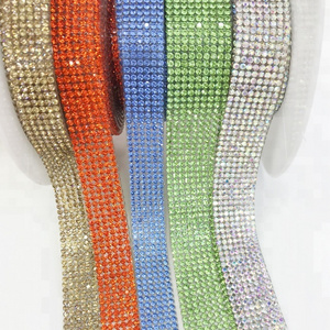 L147 2cm Colorful Hotfix Rhinestone Trim Crystal Iron on or Hotfix , Glue to Use . Flatback Motif Rhinestones Chain Shape