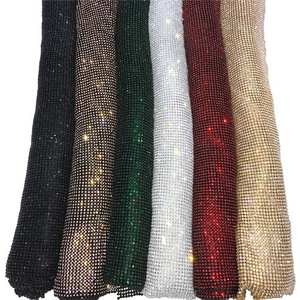 S145 45*120cm cuttable Rhinestones Fabric Sheet black Metal Rhinestone Fabric Mesh Without Glue for dress bags