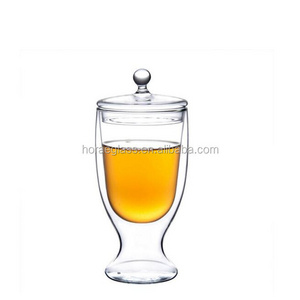 New design wine glass cup handblown beer cup glass double wall insulated glass drinking cup with good price