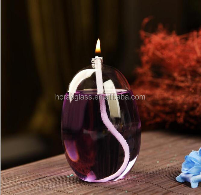 Round Glass colourful tabletop oil lamp garden torch with ibreglass wicks and new wick