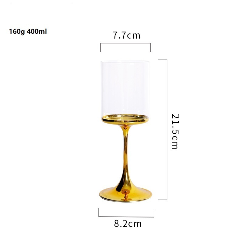 Gold plated wine glass creative transparent crystal stemware glasses Family and  electroplate gold champagne goblets