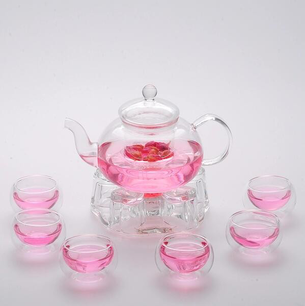 Best selling wholesale heat resistant clear glass tea set/teapot