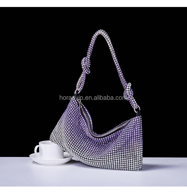 I005 Wholesale Rhinestones Clutch Purses Women Hang Bags Shiny Diamond Bucket Crystal Purses Bag