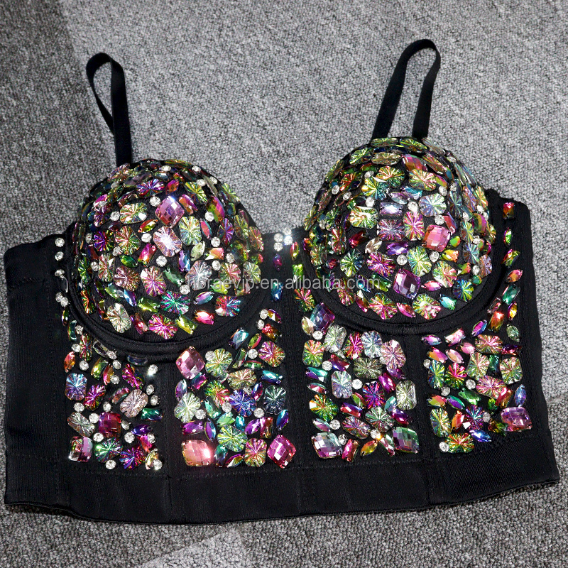 BL04 Hot Selling Diamond Women Vest Summer Sexy Crystal Bustier Rhinestone Bra Crop Top