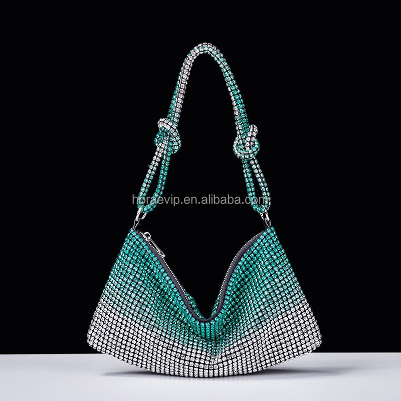 I005 Wholesale Rhinestones Clutch Purses Women Hang Bags Shiny Diamond Bucket Crystal Purses Bag