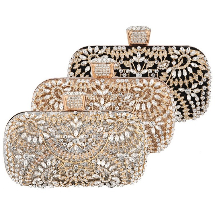 Wholesale Price Women Crystal Clutch Bags for Bridal Evening Party Bling Rhinestone Diamond Phone Purse Handbag