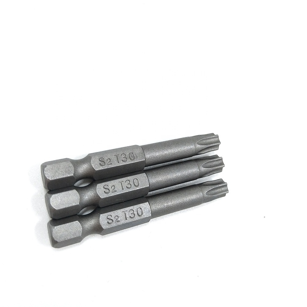 S2 alloy T5 T6 T7 T8 T9 T10 T15 T20 T25 T27 T30 T35 T40 Torx screwdriver bits with 1/4 inch hex shank