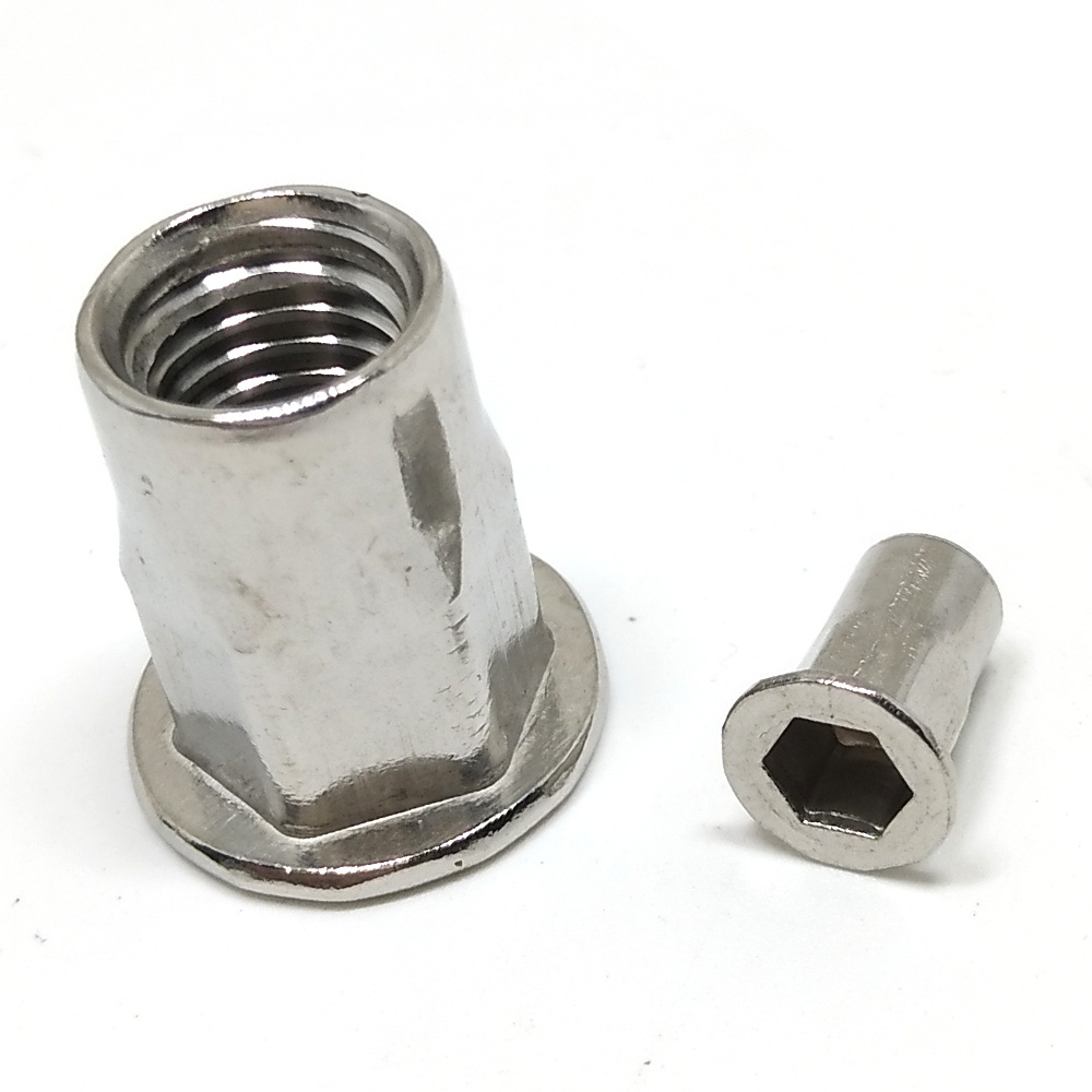 stainless steel open end half hex rivet nut SS304 SS316 Cone Head cylindrical body Blind Rivet Nut