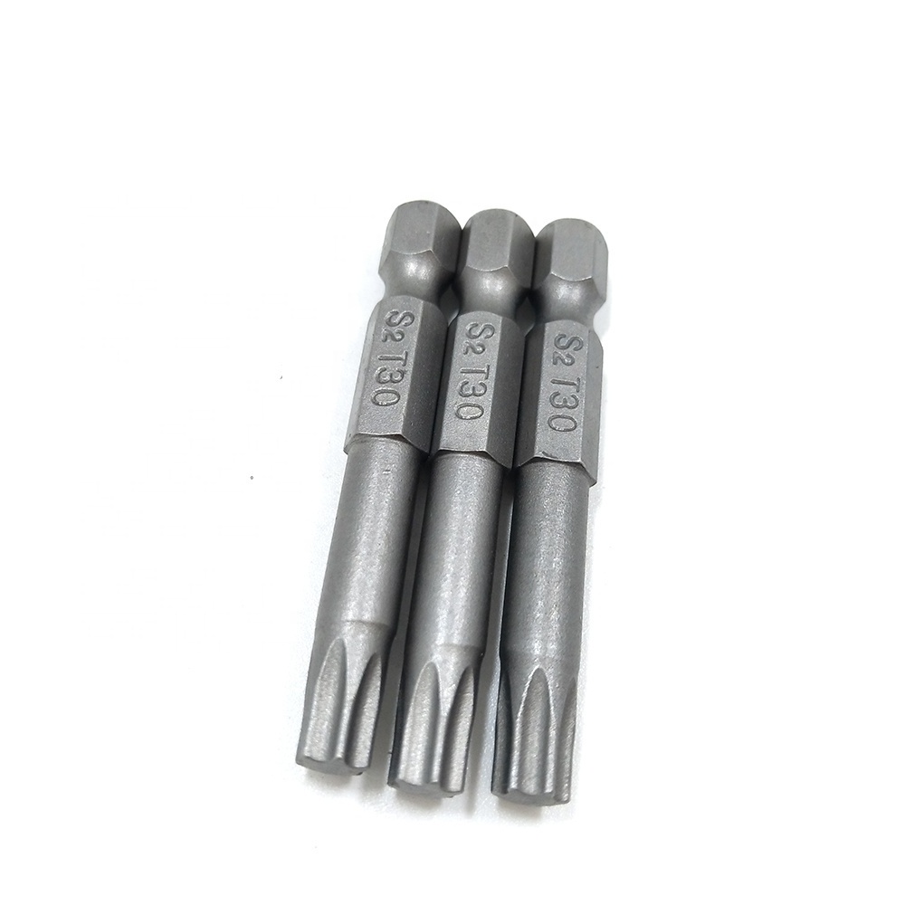 S2 alloy T5 T6 T7 T8 T9 T10 T15 T20 T25 T27 T30 T35 T40 Torx screwdriver bits with 1/4 inch hex shank