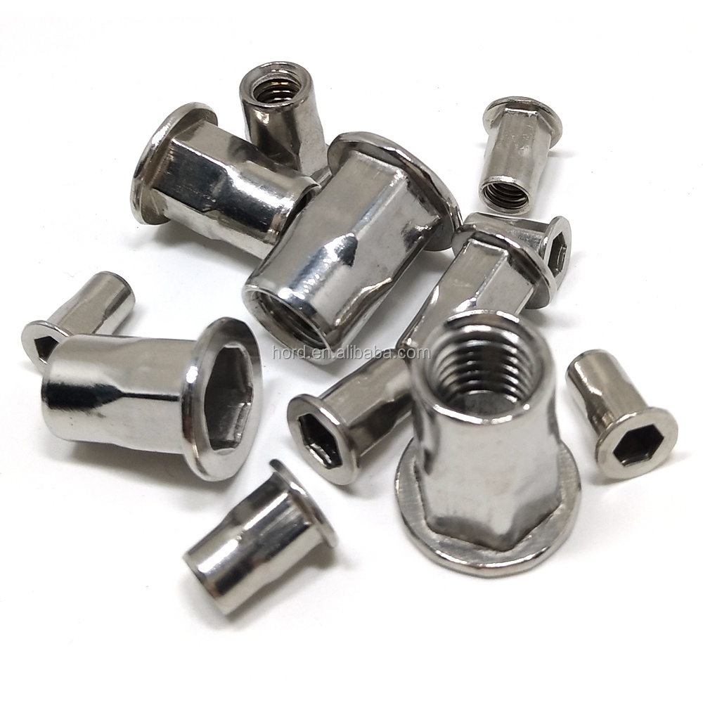 stainless steel open end half hex rivet nut SS304 SS316 Cone Head cylindrical body Blind Rivet Nut