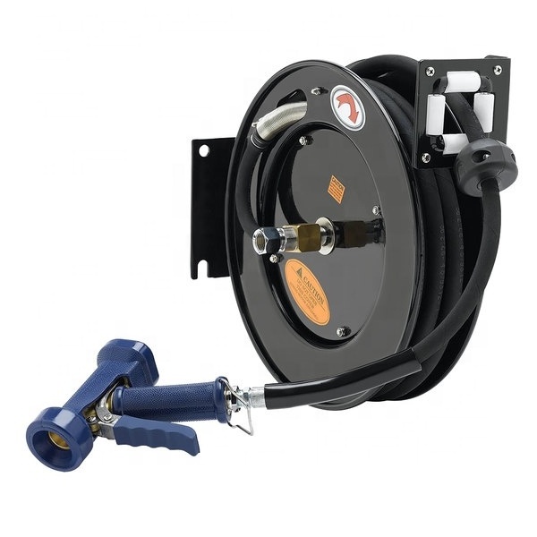 Stainless steel 304  Enclosed  Hose Reel with Rear Trigger Water Gun And Hose Reel Swing Bracket