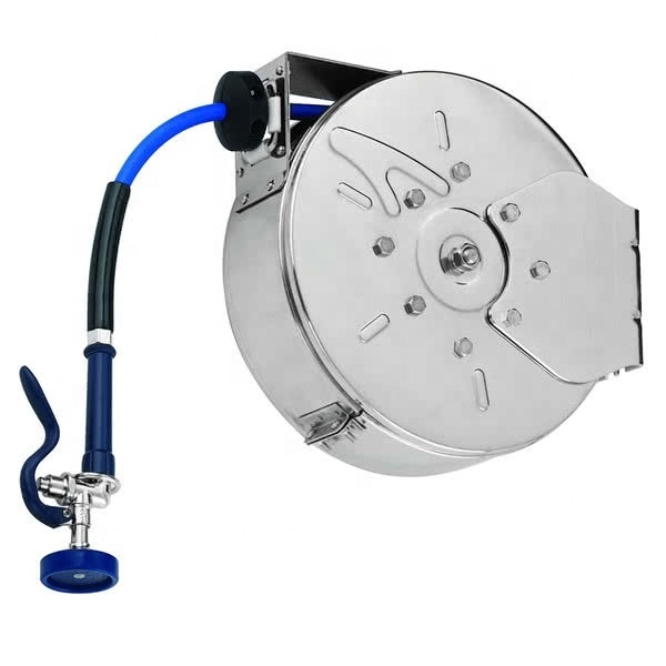 Stainless steel 304  Enclosed  Hose Reel with Rear Trigger Water Gun And Hose Reel Swing Bracket