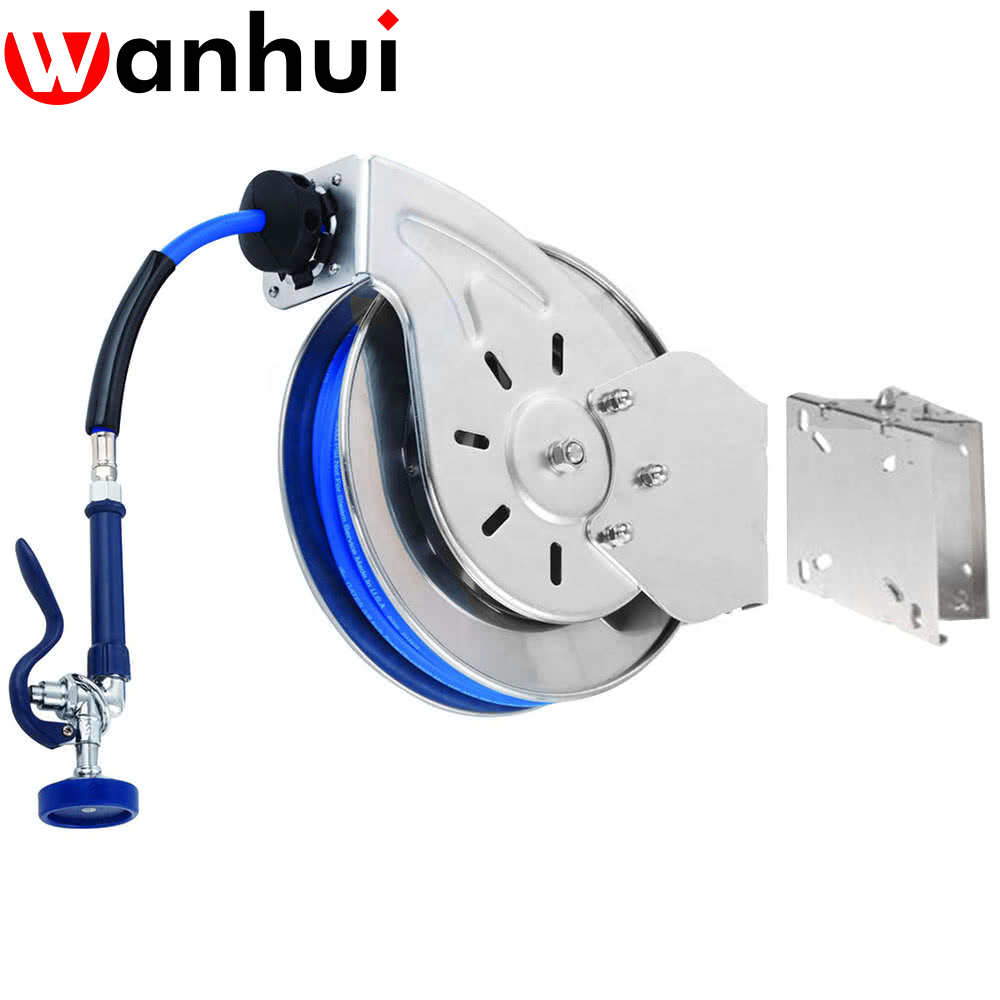 Stainless steel 304  Enclosed  Hose Reel with Rear Trigger Water Gun And Hose Reel Swing Bracket