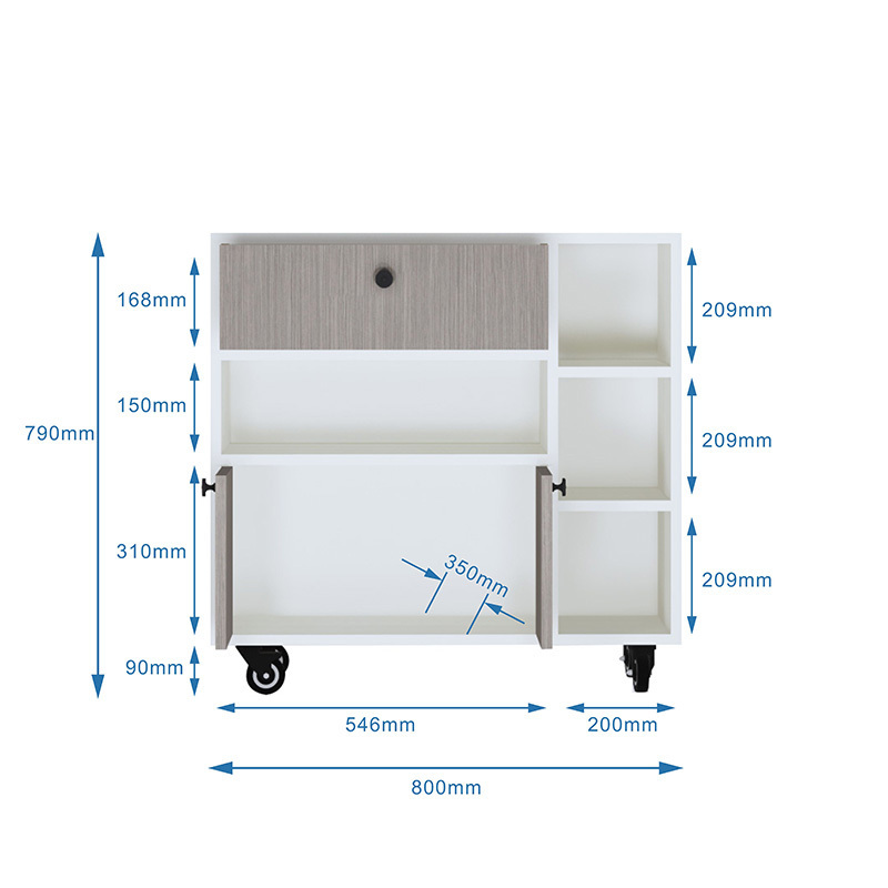 Aluminum Kitchen Wheeled Storage Cupboard Cabinet Unit Mobile Metal Garage Cabinet with 1 Drawer and 2 Doors