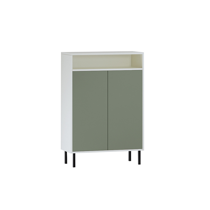 Environment Friendly Floor-Standing Two-Tone Light Green/White Entryway Aluminum Shoe Cabinet with Two Doors