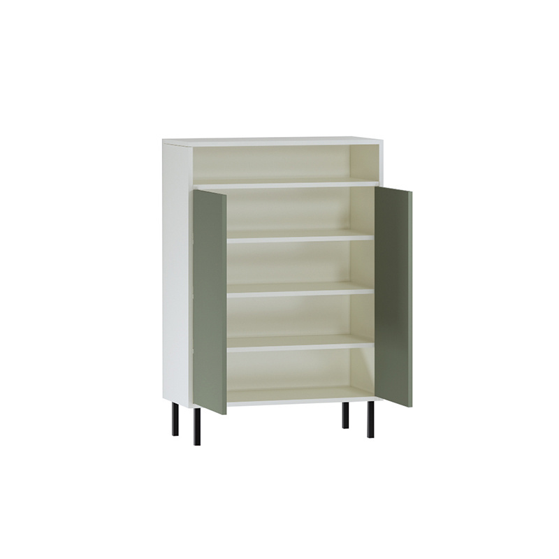 Environment Friendly Floor-Standing Two-Tone Light Green/White Entryway Aluminum Shoe Cabinet with Two Doors