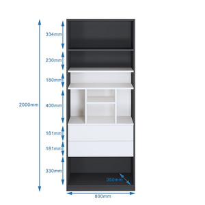 Aluminum Bookshelf Industrial 6-Tier 2-Drawer Bookcase Aluminum Bookshelves for Living Room, Bedroom