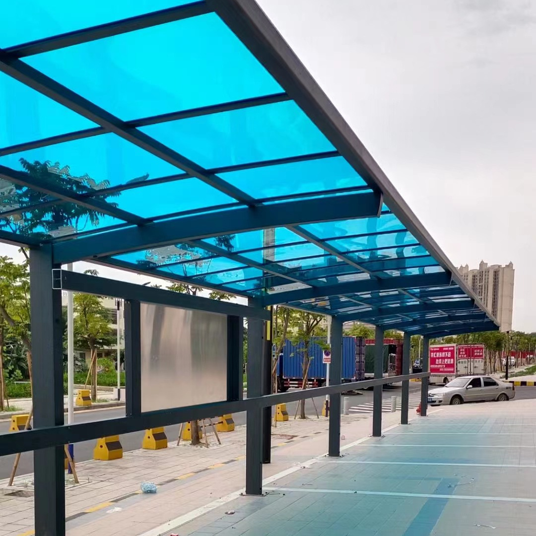 Customized outdoor bus station Aluminium frame polycarbonate roof canopy car parking tent awning  waterproof Sunshade Carport