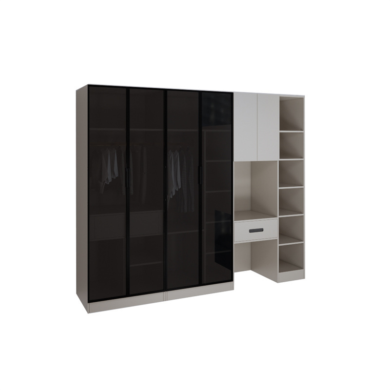 Hored furniture manufacturer all aluminum alloy luxury wardrobe room design bedroom wall cabinet with glass doors