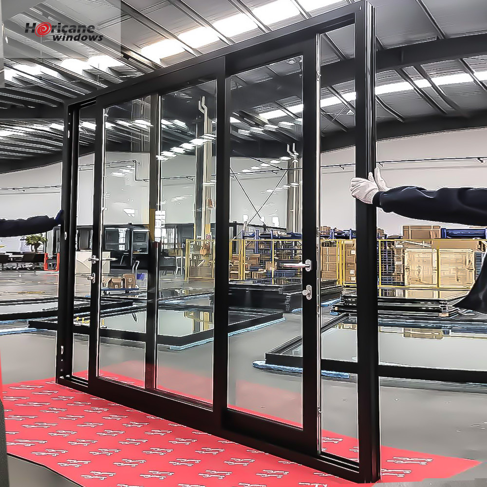 Hurricane proof NOA Standard Powder coating double glass sliding Aluminum Doors Exterior