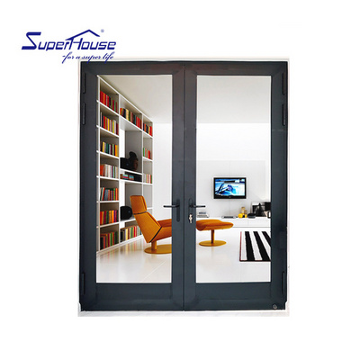 Hurricane Proof Impact Soundproof Smart Interior Doors French Door Thermal Break Front Double Glass Casement commercial Doors