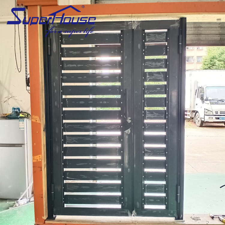 Entrance rail garden swing casement hinged louver aluminum french Door