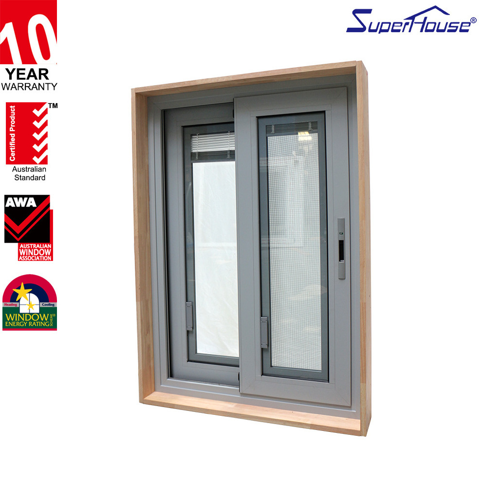 Miami Dade Super Aluminum Hurricane Grade Proof Impact Sliding Windows With Blinds Built In