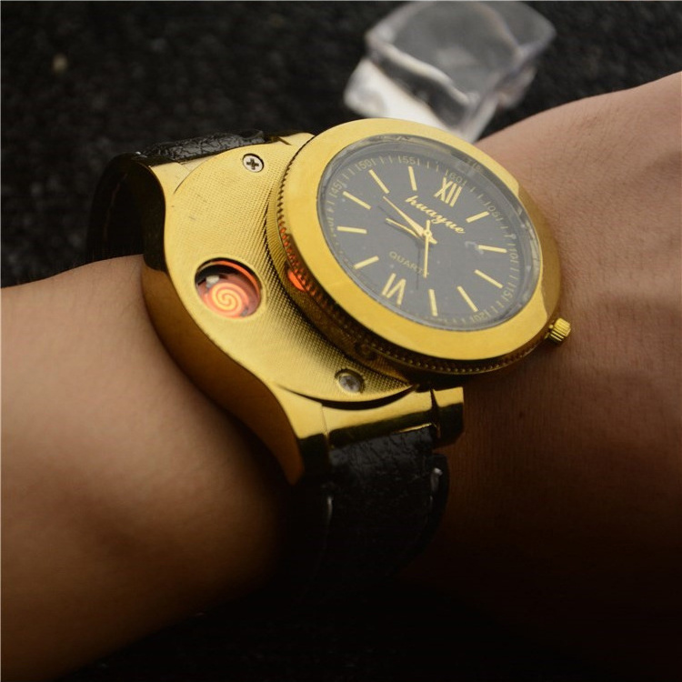 USB Charging rechargeable Windproof Wristwatches sports Cigarette cigar electric lighter Watches watch Lighter