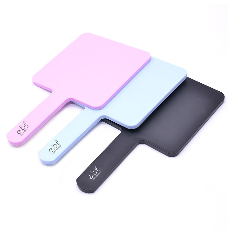 custom logo square shapes cosmetic cute pink hand mirrors private label wholesale bulk salon plastic hand mirrors