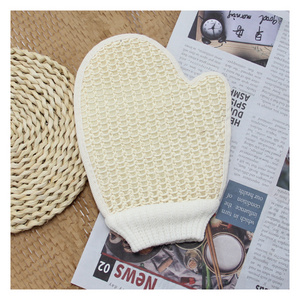 wholesale Eco-friendly Natural Exfoliating Sisal Hemp Fiber Loofah Glove Mitt Mitten Bath Sponge Scrubber Remove Dead Skin Glove